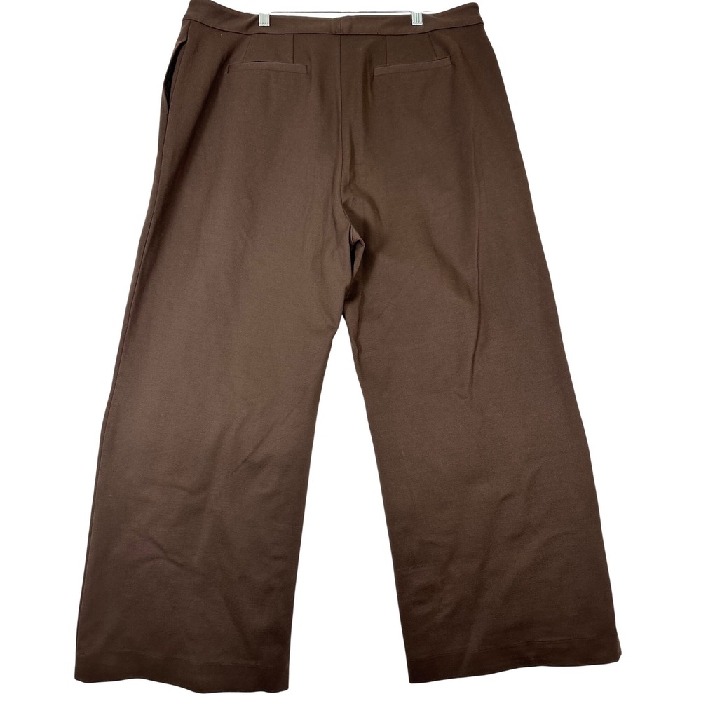 Pari Passu Ponte Pants 16 Espresso Brown NWT Wide Leg Trousers Luxury Designer - Picture 4 of 9